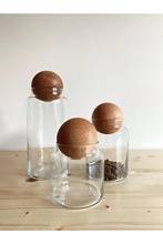 3 pcs Wood Top Lid Glass Jar Set 2024 - купить недорого