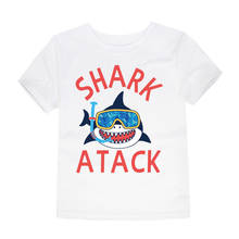 2-14Y Boys Cartoon Aliigator Shark Print T Shirt Summer Infant Kids Boys Girls Fashion T-Shirts Clothes Cotton Toddler Tops Tees 2024 - buy cheap