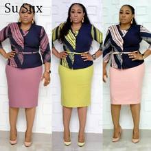 Roupas africanas, 5xl 6xl plus size, conjunto de duas peças, vestidos femininos africanos para mulheres, top estampado e saia lápis, escritório, 2020 2024 - compre barato