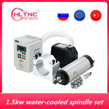 1500w water cooling cnc spindle motor kit：1.5kw ER11 water cooled spindle & 1.5kw VFD & 80mm bracket & 75W water pump & collets 2024 - buy cheap