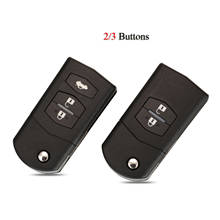 Kutery-carcasa de llave de coche plegable para Mazda, 2, 3, 5, 6, RX8, MX5, Axela, Atenza, 2/3 botones con batería, cubierta de llave de hierro, reemplazo de carcasa 2024 - compra barato