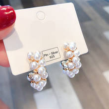 Simple Classic Simulated-pearl Round Women Stud Earrings Retro Size Pearl C-shaped Earrings Stud Earrings Jewelry Earrings 2024 - buy cheap