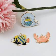 10pcs Ocean Animals Enamel Metal Charms Crab Sea Lion Butterfly Fish Charm Pendants Fit DIY Earring Bracelet Dangle Jewelry Make 2024 - buy cheap