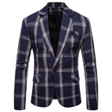 New High quality plaid Men Casual Blazer Suit Mens Cotton Suit Jacket Slim Fit Men's Classic Stylish Blazer For Male 2024 - buy cheap
