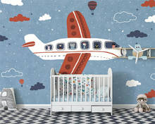 Beibehang-papel pintado a mano personalizado para habitación de niños, Fondo de dormitorio, avión americano, papel de pared, peint 2024 - compra barato