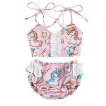 2021 New Baby Girls Swimsuits Unicorn Ruffle Kids Two Piece Swimwear Toddler Bathing Suit Summer Girl Bikini Sets 0-4Y 2024 - buy cheap