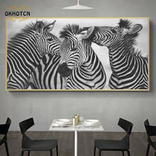 Preto e branco 3 zebra imagem moderna decoração da casa nordic lona pintura da parede arte impressão linda animal cartaz para quarto nórdico 2024 - compre barato