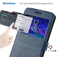 Чехол для телефона из искусственной кожи для Tecno Spark 5, флип-чехол для Tecno Spark 5 Pro, чехол с окошком для книги, мягкий силиконовый чехол из ТПУ 2024 - купить недорого