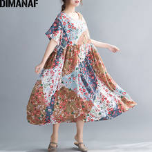 Женский свободный сарафан из хлопка DIMANAF, повседневное пляжное платье с цветочным принтом, летняя одежда большого размера, 2020 2024 - купить недорого