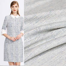 Tecidos de lã tweed perolado azul branco e prateado, materiais de vestuário, jaqueta de outono conjunto de costura frete grátis 2024 - compre barato