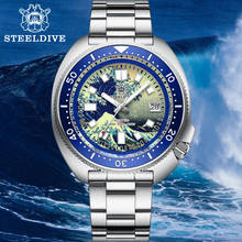STEELDIVE Automatic 200M Dive Watch NH35 Sapphire Kanagawa Surfing 3D Full Luminous Dial Mechanical Watch Men Diver Watch 2024 - buy cheap
