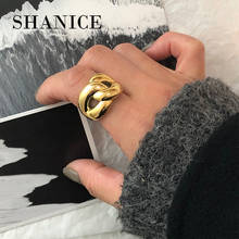 SHANICE-anillo abierto de Plata de Ley 925 para hombre y mujer, sortija abierta de tejido ancho cruzado, joyería de fiesta, regalos, Punk 2024 - compra barato