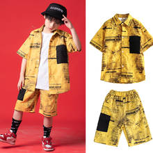 2020 meninos jazz hiphop dace trajes de manga curta terno roupas dança rua hip hop roupas trajes palco rave dqs4366 2024 - compre barato