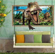 3d Vivid Cartoon Dinosaur Wall Stickers Decals for kids rooms Art Children Bedroom Decoration Kids Movie Poster Mural 2024 - buy cheap