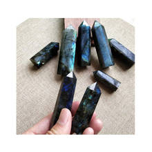 Natural Crystal Labradorite Hexagonal Column Crystal Point Mineral Ornament Healing Wand Home Decor DIY Gift Decoration 2024 - buy cheap