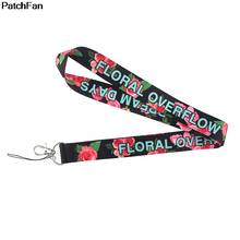 Patchfan rose flowers keychain lanyard webbing ribbon neck strap fabric para id badge phone holders necklace accessorry A2464 2024 - buy cheap