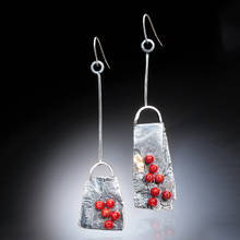 Fashion Creative Bag Drop Earring For Ladies Fine Jewelry  Red Coral Silver Color Metal Handmade Statement Dangle Earring Gift 2024 - buy cheap