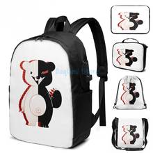 Monokuma con estampado gráfico divertido Mochila con carga USB para hombre y mujer, bolso escolar, bolsa de viaje para ordenador portátil 2024 - compra barato