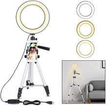 Anel de luz de led para fotografia e maquiagem, ring light, estúdio, fotografia, selfie, youtube, celular, com tripé, suporte de celular, clipe 2024 - compre barato