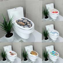 8 Color Toilet Cover Removable Cartoon  Stickers 3D Waterproof Bathroom Decal Pvc stereo toilet stickers 32x39cm  in stock 2024 - buy cheap