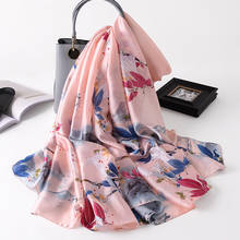 Китайский стиль печатный шарф женский солнцезащитный большой пляжный длинный платок винтажный Имитация шелковый платок хиджаб для мусульман платок 2024 - купить недорого