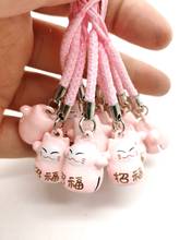 10pcs cartoon lucky cat  Pendant Cell Phone Charm Straps with Bell Cartoon Cell Phone Strap Bell Charm 2024 - buy cheap