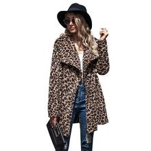 Abrigo de lana de leopardo para mujer, prenda informal de longitud media, para otoño e invierno, novedad de 2020 2024 - compra barato