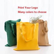 100pcs/Lot Custom 100% Organic Canvas Cotton Tote Bags with Your Logo Many Colors to Choose 2024 - buy cheap