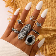 Anel do vintage jóias 2021 jóias boho mulher anéis conjunto knuckles preto legal material na phalanx acessórios presente para a mãe 7 pçs/sets 2024 - compre barato