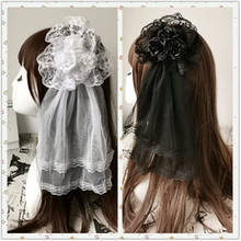 Lolita Veil Hair Accessories Head Plate Rose Flower Hairpin Lace Edge Clip Cosplay Costumes Decorate Bridal Wedding Headdress 2024 - buy cheap