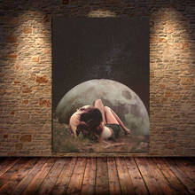 Night Sky Art Earth Couple Canvas Painting Posters Prints Surrealism Galaxy Space Moon Cosmic Wall Pictures for Bedroom Unframed 2024 - buy cheap