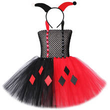 Vermelho preto coringa tutu menina vestido cosplay crianças halloween feriados trajes carnaval para crianças fantasia vestido de carnaval meninas 2024 - compre barato