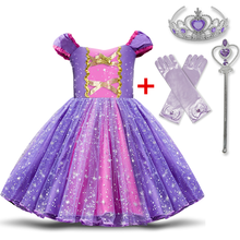 Vestido de princesa com lantejoulas para meninas, fantasia cosplay para crianças, roupa de festa de aniversário para halloween e carnaval 2024 - compre barato