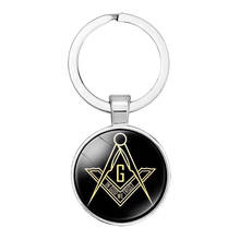 Chaveiro maçônico freemason, chaveiro templar em vidro com símbolo da maçonaria, quadrado e bússola, cabochão, presente 2024 - compre barato