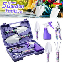 5PCS Non-Slip Garden Tool Set Lightweight Handle Garden Weeding Kit Pruner Trowel Transplanting Spade Rake Spray Bottle With Box 2024 - buy cheap