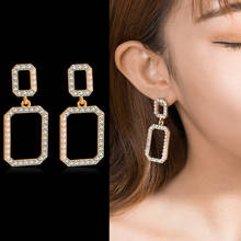 Bicux novo coreano ouro prata cor brincos de cristal 2020 para as mulheres moda bonito coração geométrico brilhante pentagrama brinco jóias 2024 - compre barato