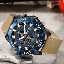 MEGIR Watches Men Fashion Leather Strap Chronograph Quartz Watch for Man Military Sport Waterproof Wristwatch Relogio Часы Reloj 2024 - buy cheap