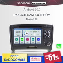 Radio con GPS para coche, reproductor con Android 10,0, 7 pulgadas, DSP, PX6, 2 din, 6 núcleos, 64GB de ROM, 4GB de RAM, IPS, OBD2, autorradio, para Audi TT, mk2, 2006 -2014, 2015 2024 - compra barato