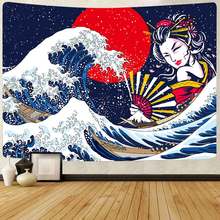 Simsant-tapiz de Kanagawa, tapices colgantes de pared de océano japonés para sala de estar, dormitorio, decoración de Manta para el hogar 2024 - compra barato
