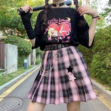 Harajuku streetwear women's T-shirts Korean pop ins college style Anime print loose T-shirt top aesthetic Ulzzang T-shirt emo 2024 - buy cheap