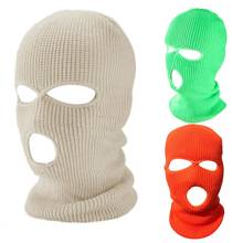Women Men 3-Hole Knitted Full Face Cover Ski Winter Warm Cycling Neon Solid Color Balaclava Mask Hat Halloween Party Cosplay Cap 2024 - buy cheap