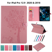 Чехол для iPad Pro 12 9 чехол 2020 2018 Флип кожаный Kawaii дерево карточка с кошкой подставка чехол для iPad Pro 12,9 чехол 4th поколение 2020 2024 - купить недорого