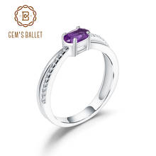 Женское кольцо с камнем GEM'S BALLET, кольцо с натуральным аметистом 0,48 карат из натурального серебра с натуральным камнем на день рождения, ювелирные украшения для женщин 2022 - купить недорого