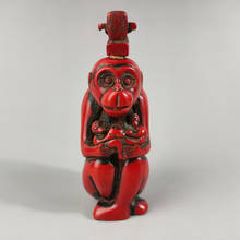 Exquisite Chinese Classical Traditional Craft Collection Home Decoration Gift Red Resin Cute Monkey Statue Snuff Bottle 2024 - buy cheap