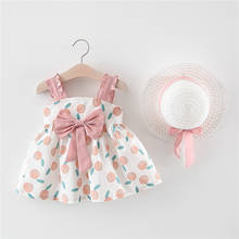 Summer Dress 2021 New Girls Print Apple Princess Dresses + Hat Two-Piece Set Baby Girl Clothes Vestido Children Clothing 0-3 Age 2024 - buy cheap