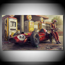 Carteles de coche Vintage, impresiones de Ferrari Classic Racing F1, obra de arte de pared, imágenes artísticas, pintura en lienzo para sala de estar, Cuadros 2024 - compra barato