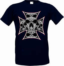 Gothic Tattoo Cross Badge Maltese Skull Biker T-Shirt Summer Cotton Short Sleeve O-Neck Men's T Shirt New S-3XL 2024 - buy cheap