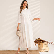 Женское длинное платье, однотонное плиссированное платье белого цвета, с высокой талией, со складками, в стиле колледжа 2024 - купить недорого