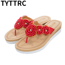 1 Pair Outside Summer Cute Fashion Women Sandals Ladies Flip Flops Comfortable Leisure Pearl Beach Shoes Female Beauty Slippers 2024 - buy cheap