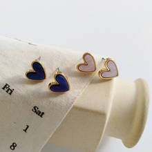 2020 fashion resin heart-shaped earrings temperament lovely sweet lady small stud earrings 2024 - купить недорого